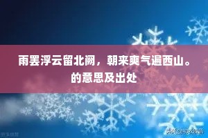 雨罢浮云留北阙，朝来爽气遍西山。的意思及出处