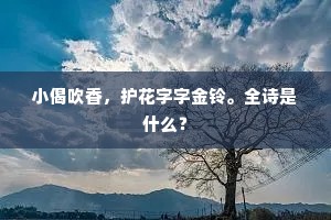 小偈吹香，护花字字金铃。全诗是什么？
