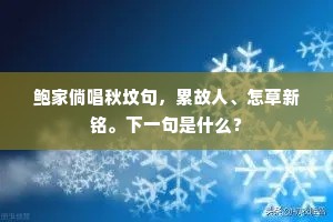 鲍家倘唱秋坟句，累故人、怎草新铭。下一句是什么？