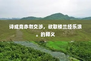 诗成竟亦勿交涉，欲取楼兰经乐浪。的释义