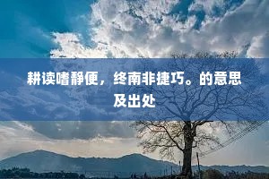 耕读嗜静便，终南非捷巧。的意思及出处