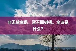 非无鸳鸾侣，誓不同树栖。全诗是什么？