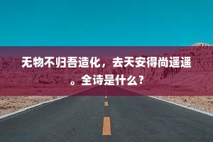 无物不归吾造化，去天安得尚遥遥。全诗是什么？