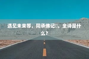 遇见未来等，同承佛记莂。全诗是什么？