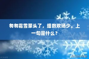匆匆霜雪蒙头了，细数欢场少。上一句是什么？