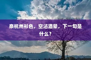 奈杭州衫色，空沾酒晕，下一句是什么？