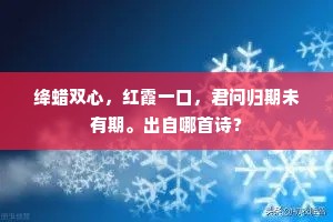 绛蜡双心，红霞一口，君问归期未有期。出自哪首诗？