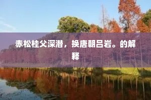 赤松桂父深潜，换唐朝吕岩。的解释
