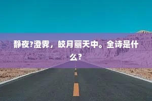 静夜?澄霁，皎月丽天中。全诗是什么？