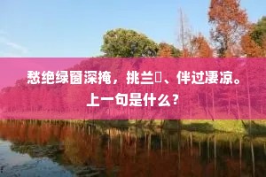 愁绝绿窗深掩，挑兰灺、伴过凄凉。上一句是什么？