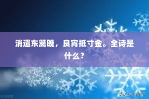消遣东篱晚，良宵抵寸金。全诗是什么？