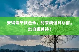 安得寿宁秋色永，时来酬倡月明前。出自哪首诗？