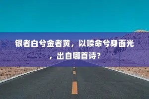 银者白兮金者黄，以赎命兮身面光，出自哪首诗？