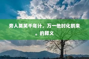 旁人莫笑千年计，万一他时化鹤来。的释义