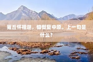 雍丘怀祖逖，慷慨复中原。上一句是什么？