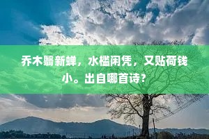 乔木翳新蝉,水槛闲凭,又贴荷钱小。出自哪首诗? 乔木翳新蝉,水槛闲凭,又贴荷钱小。出自哪首诗?