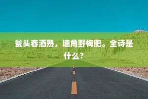 瓮头春酒熟，墙角野梅肥。全诗是什么？