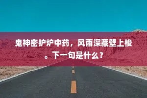 鬼神密护炉中药，风雨深藏壁上梭。下一句是什么？