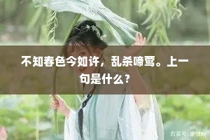 不知春色今如许，乱杀啼莺。上一句是什么？