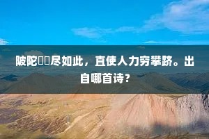陂陀磈礨尽如此，直使人力穷攀跻。出自哪首诗？