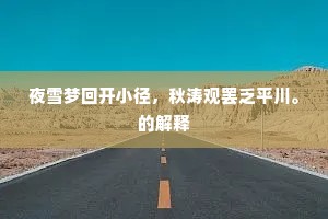 夜雪梦回开小径，秋涛观罢乏平川。的解释