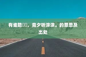 有谁陪亹亹，竟夕听淙淙。的意思及出处