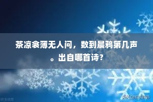 茶凉衾薄无人问，数到晨鸦第几声。出自哪首诗？