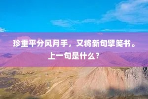 珍重平分风月手，又将新句擘笺书。上一句是什么？