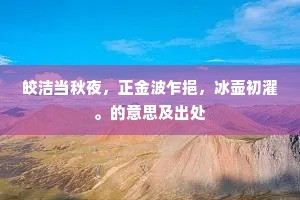 皎洁当秋夜，正金波乍挹，冰壶初濯。的意思及出处