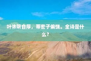 叶浓阴自厚，蒂密子偏饶。全诗是什么？