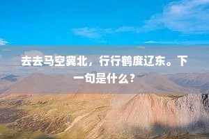 去去马空冀北,行行鹤度辽东。下一句是什么? 去去马空冀北,行行鹤度辽东。下一句是什么?