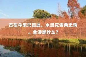 古往今来只如此,水流花谢两无情。全诗是什么? 古往今来只如此,水流花谢两无情。全诗是什么?
