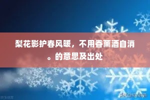 梨花影护春风暖，不用香薰酒自消。的意思及出处