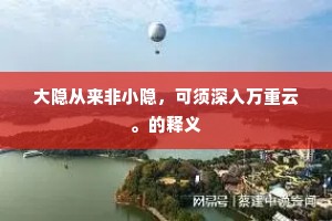 大隐从来非小隐，可须深入万重云。的释义