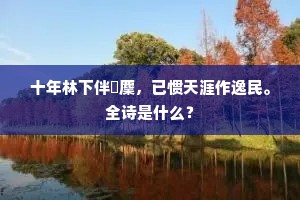 十年林下伴猄麇，已惯天涯作逸民。全诗是什么？