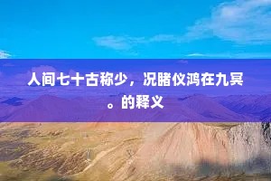 人间七十古称少，况睹仪鸿在九冥。的释义