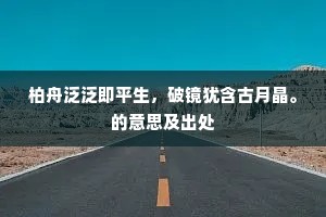 柏舟泛泛即平生，破镜犹含古月晶。的意思及出处