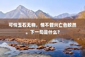 可怜玉石无物,情不管兴亡色皎然。下一句是什么? 可怜玉石无物,情不管兴亡色皎然。下一句是什么?