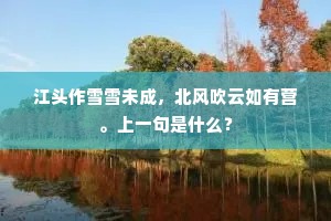 江头作雪雪未成,北风吹云如有营。上一句是什么? 江头作雪雪未成,北风吹云如有营。上一句是什么?