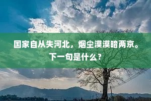 国家自从失河北,烟尘漠漠暗两京。下一句是什么? 国家自从失河北,烟尘漠漠暗两京。下一句是什么?