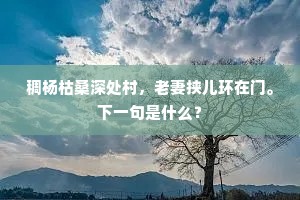 稠杨枯桑深处村,老妻挟儿环在门。下一句是什么? 稠杨枯桑深处村,老妻挟儿环在门。下一句是什么?