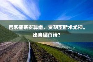 官家榷茶岁算缗，贾胡垄断术尤神。出自哪首诗？