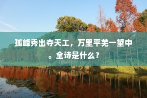 孤峰秀出夺天工，万里平芜一望中。全诗是什么？