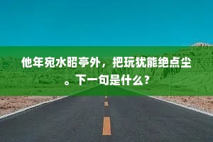 他年宛水昭亭外，把玩犹能绝点尘。下一句是什么？