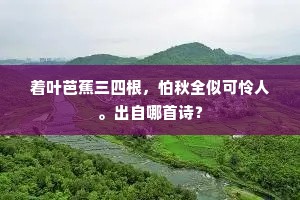 着叶芭蕉三四根,怕秋全似可怜人。出自哪首诗? 着叶芭蕉三四根,怕秋全似可怜人。出自哪首诗?