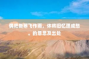 偶把新寒飞作雨，休将旧忆理成愁。的意思及出处