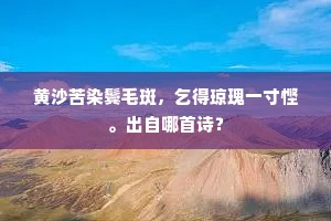 黄沙苦染鬓毛斑，乞得琼瑰一寸悭。出自哪首诗？