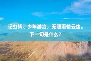 记虹桥、少年游冶，无限雨情云绪。下一句是什么？