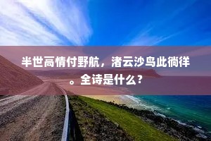 半世高情付野航，渚云沙鸟此徜徉。全诗是什么？