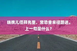 晓携儿侄拜先垄,常恐重来径路迷。上一句是什么? 晓携儿侄拜先垄,常恐重来径路迷。上一句是什么?